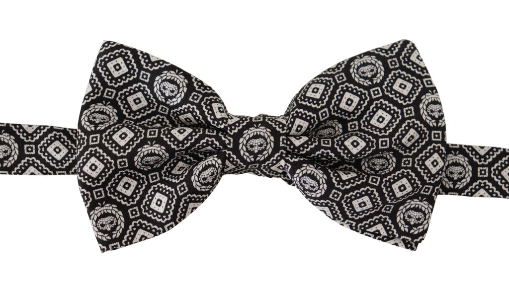 Dolce & Gabbana Black white 100% Silk Adjustable Neck Papillon Tie - Luxe & Glitz