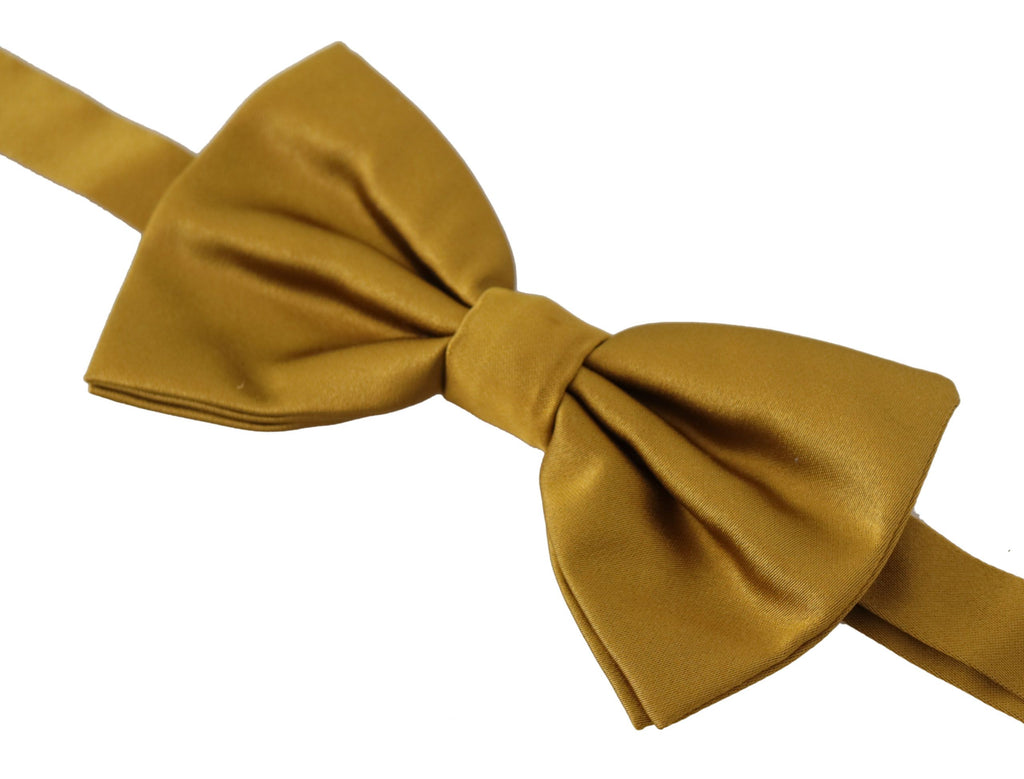 Dolce & Gabbana Yellow Mustard 100% Silk Butterfly Papillon Bow Tie - Luxe & Glitz