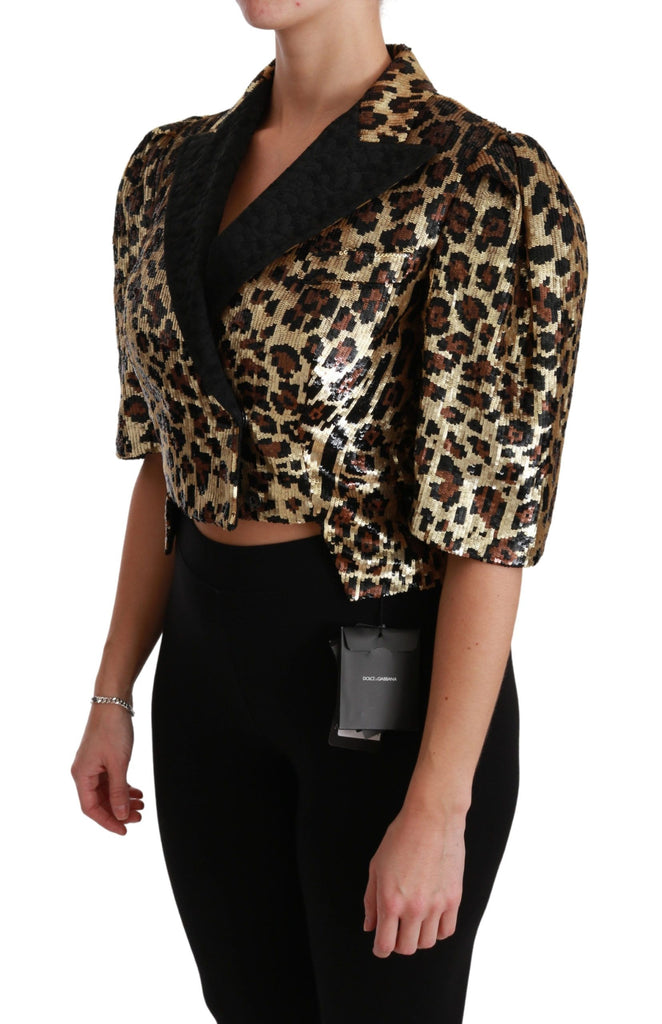 Dolce & Gabbana Blazer Gold Leopard Sequined Jacket - Luxe & Glitz