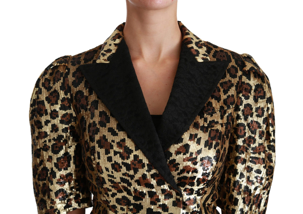 Dolce & Gabbana Blazer Gold Leopard Sequined Jacket - Luxe & Glitz