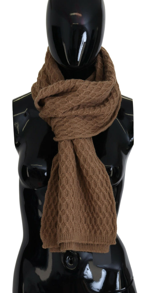 Dolce & Gabbana Dark Brown Wrap Shawl Knitted Camel Scarf - Luxe & Glitz