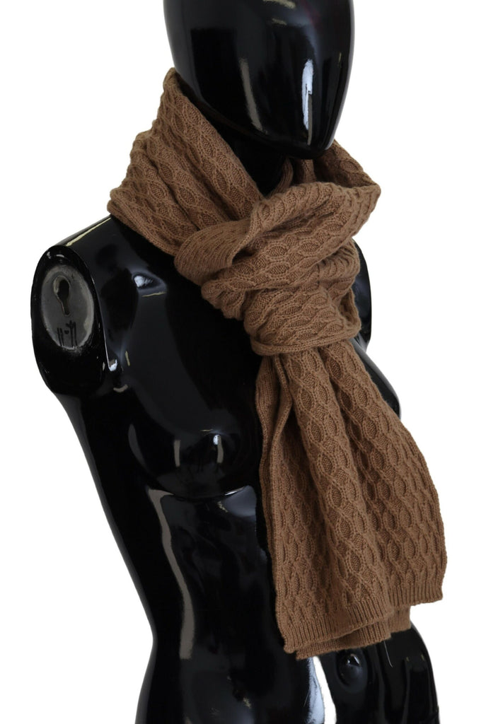 Dolce & Gabbana Dark Brown Wrap Shawl Knitted Camel Scarf - Luxe & Glitz