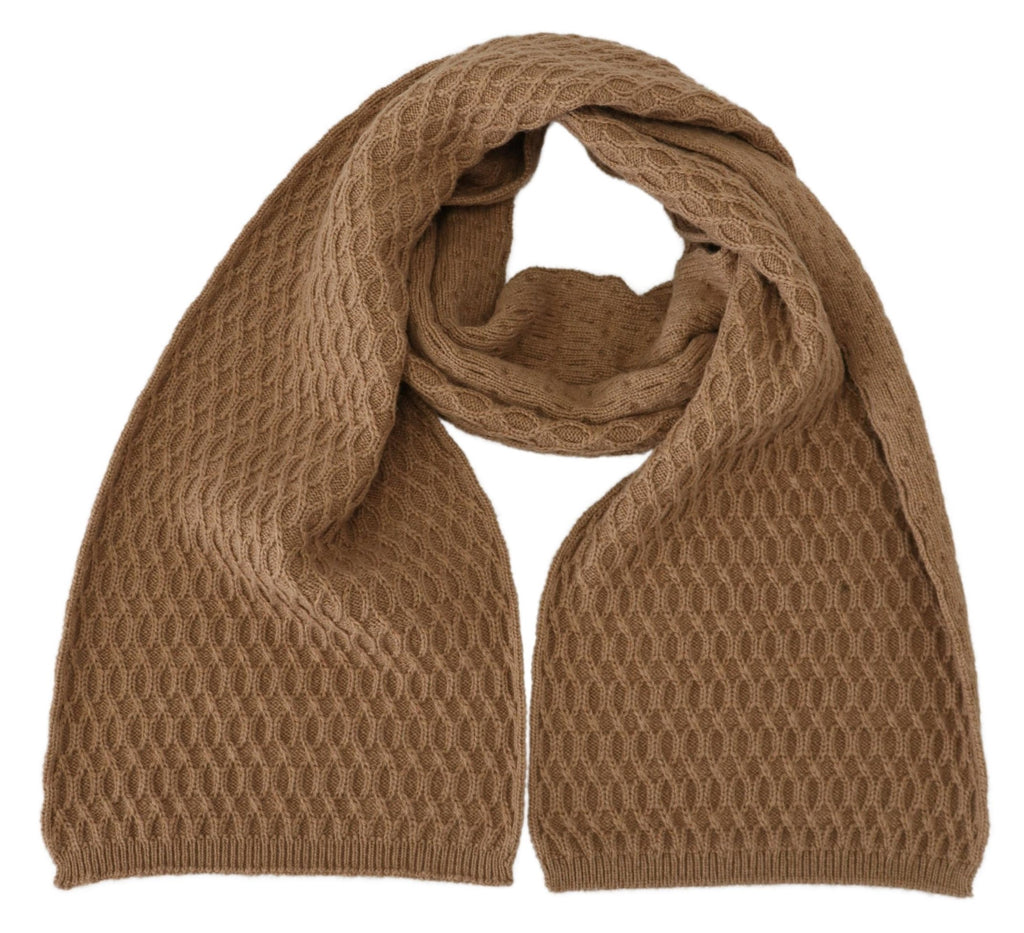 Dolce & Gabbana Dark Brown Wrap Shawl Knitted Camel Scarf - Luxe & Glitz