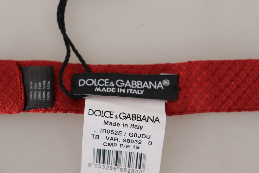 Dolce & Gabbana Red 100% Silk Adjustable Neck Papillon Tie - Luxe & Glitz