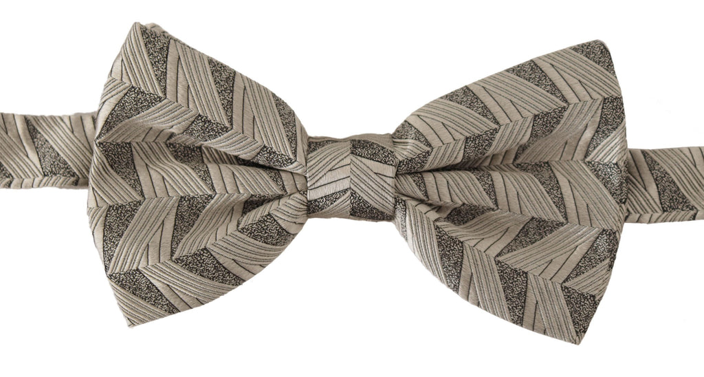 Dolce & Gabbana Gray 100% Silk Adjustable Neck Papillon Bow Tie - Luxe & Glitz