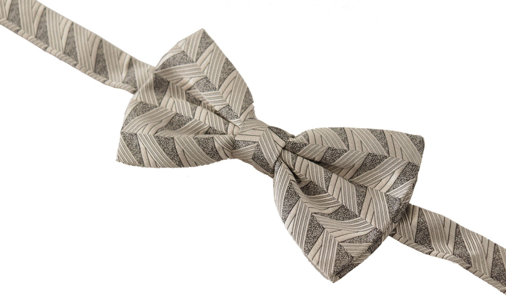 Dolce & Gabbana Gray 100% Silk Adjustable Neck Papillon Bow Tie - Luxe & Glitz