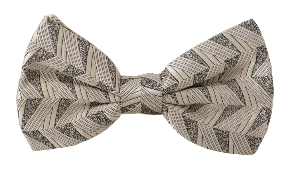 Dolce & Gabbana Gray 100% Silk Adjustable Neck Papillon Bow Tie - Luxe & Glitz