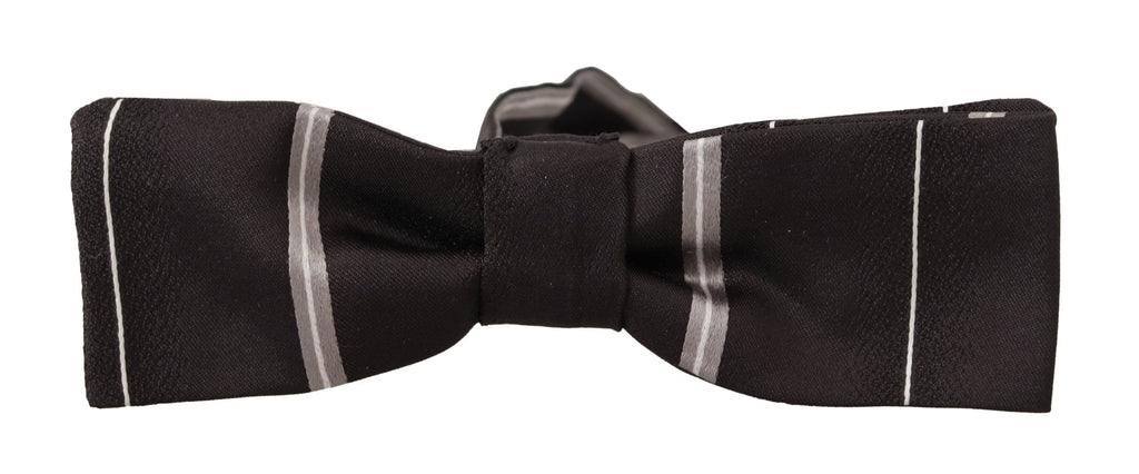 Dolce & Gabbana Black Grey Lining 100% Silk Neck Papillon Tie - Luxe & Glitz