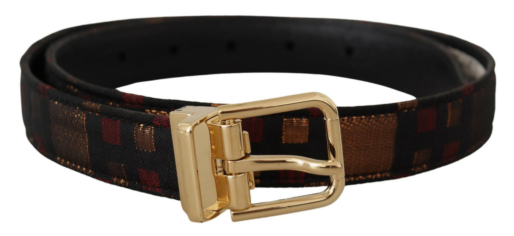 Dolce & Gabbana Multicolor Leather Jacquard Gold Metal Buckle Belt - Luxe & Glitz