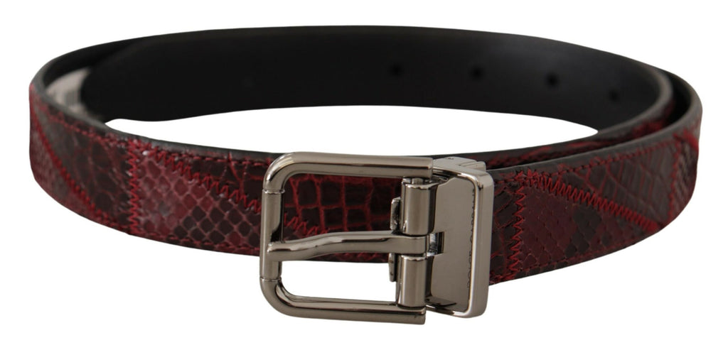 Dolce & Gabbana Red Exotic Leather Metal Logo Buckle Belt - Luxe & Glitz