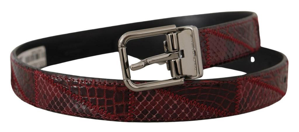 Dolce & Gabbana Red Exotic Leather Metal Logo Buckle Belt - Luxe & Glitz