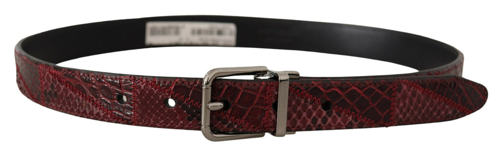 Dolce & Gabbana Red Exotic Leather Metal Logo Buckle Belt - Luxe & Glitz