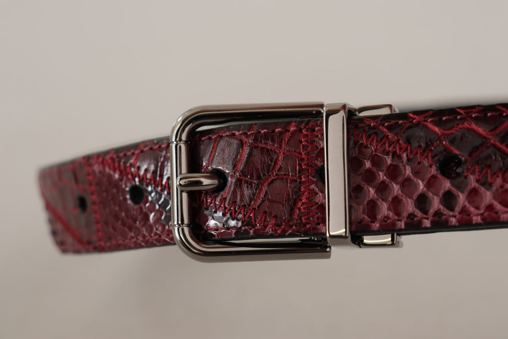 Dolce & Gabbana Red Exotic Leather Metal Logo Buckle Belt - Luxe & Glitz