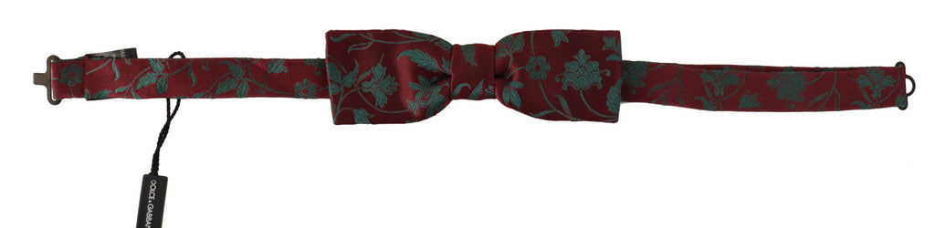 Dolce & Gabbana Maroon Pattern Adjustable Neck Papillon Bow Tie - Luxe & Glitz