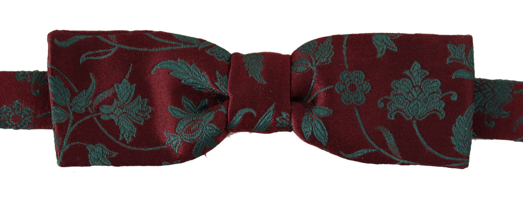 Dolce & Gabbana Maroon Pattern Adjustable Neck Papillon Bow Tie - Luxe & Glitz