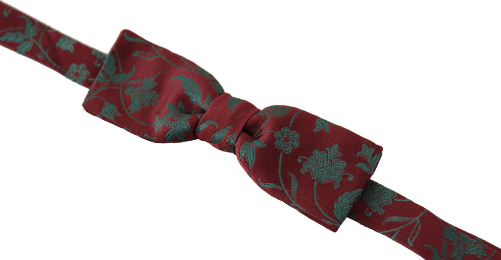 Dolce & Gabbana Maroon Pattern Adjustable Neck Papillon Bow Tie - Luxe & Glitz