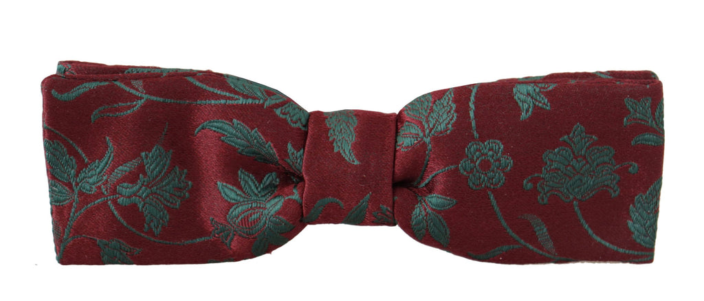 Dolce & Gabbana Maroon Pattern Adjustable Neck Papillon Bow Tie - Luxe & Glitz