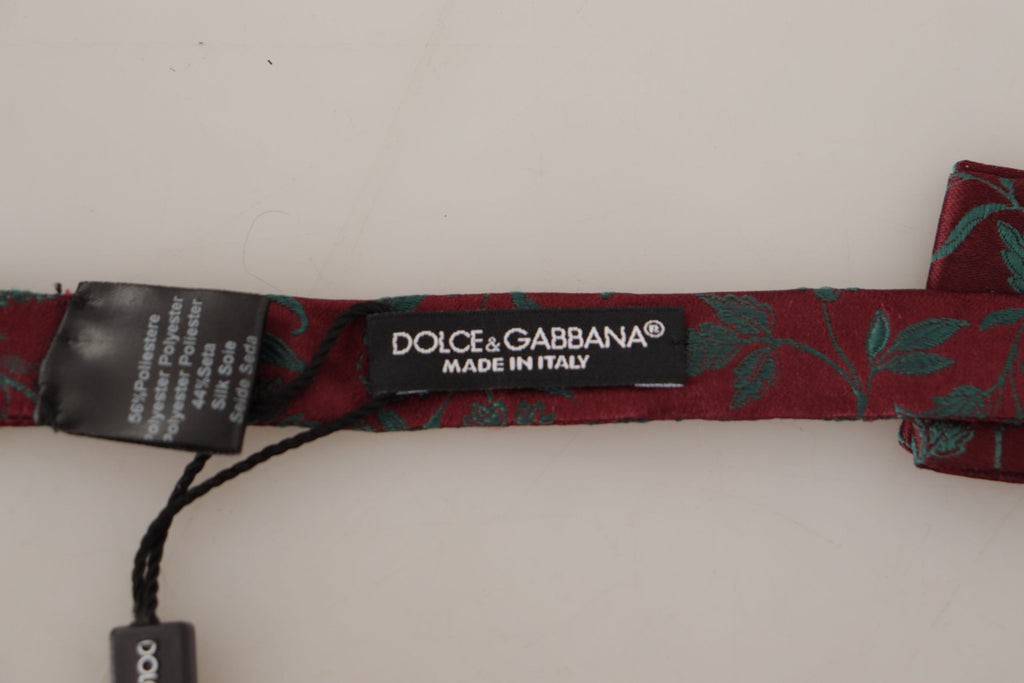 Dolce & Gabbana Maroon Pattern Adjustable Neck Papillon Bow Tie - Luxe & Glitz