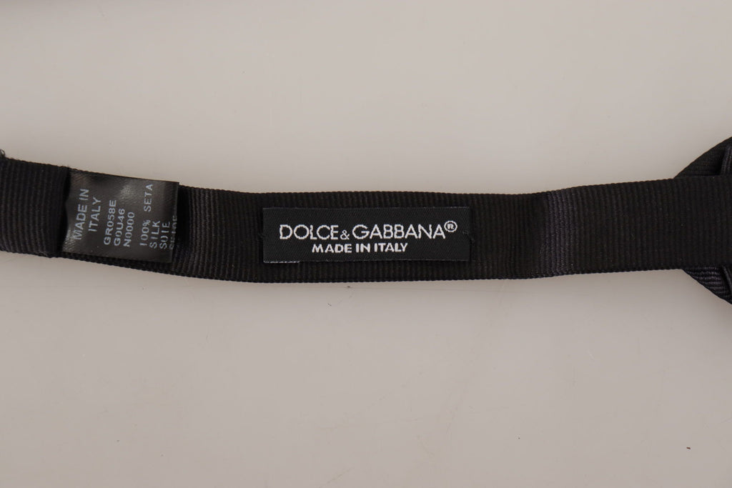 Dolce & Gabbana Black Solid 100% Silk Adjustable Neck Papillon Tie - Luxe & Glitz