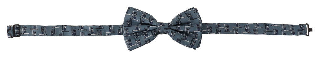 Dolce & Gabbana Blue 100% Silk Adjustable Neck Papillon Bow Tie - Luxe & Glitz