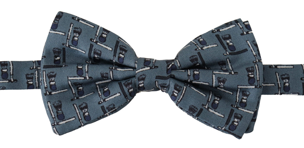 Dolce & Gabbana Blue 100% Silk Adjustable Neck Papillon Bow Tie - Luxe & Glitz