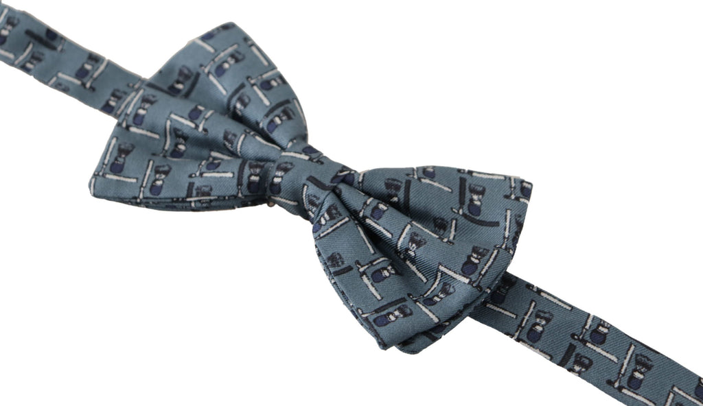 Dolce & Gabbana Blue 100% Silk Adjustable Neck Papillon Bow Tie - Luxe & Glitz