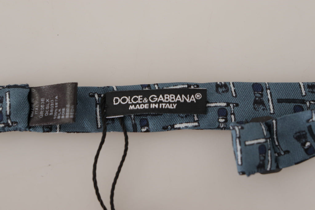 Dolce & Gabbana Blue 100% Silk Adjustable Neck Papillon Bow Tie - Luxe & Glitz