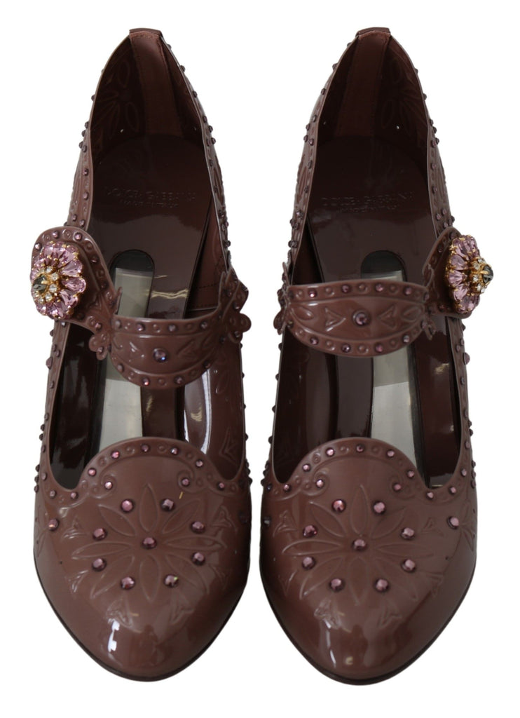Dolce & Gabbana Brown Floral Crystal CINDERELLA Heels Shoes Dolce & Gabbana
