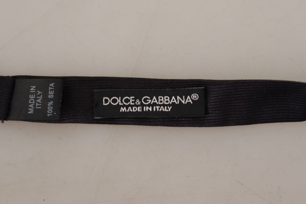 Dolce & Gabbana Black 100% Silk Adjustable Neck Papillon Tie - Luxe & Glitz