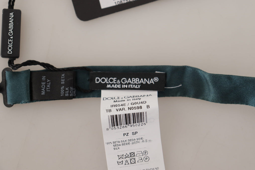 Dolce & Gabbana Green 100% Silk Adjustable Neck Papillon Tie - Luxe & Glitz