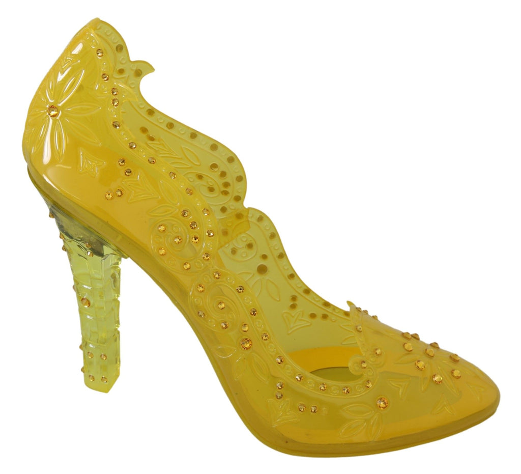 Dolce & Gabbana Yellow Floral Crystal CINDERELLA Heels Shoes Dolce & Gabbana
