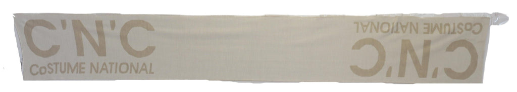 Costume National Beige White Logo Wrap Warmer Shawl Scarf - Luxe & Glitz