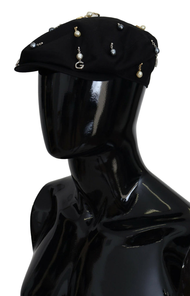 Dolce & Gabbana Black Cotton Embellished Newsboy Men Hat - Luxe & Glitz