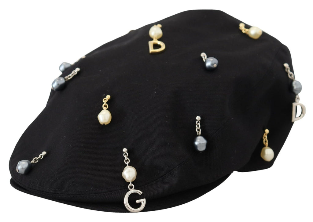 Dolce & Gabbana Black Cotton Embellished Newsboy Men Hat - Luxe & Glitz