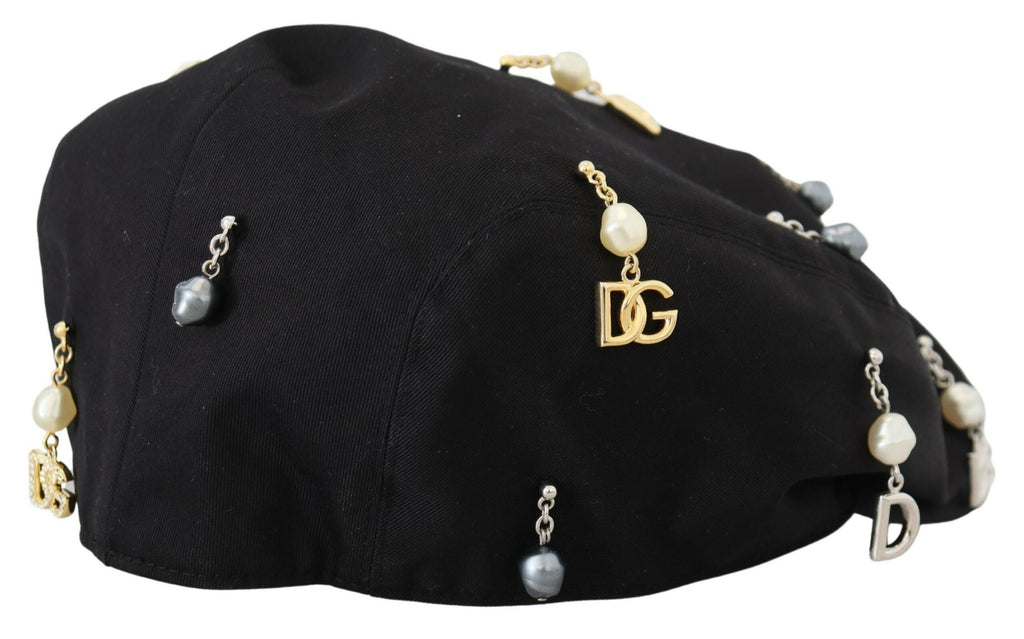 Dolce & Gabbana Black Cotton Embellished Newsboy Men Hat - Luxe & Glitz