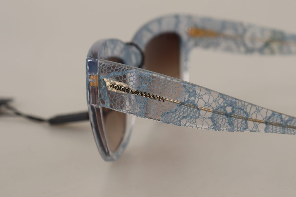 Dolce & Gabbana Blue Lace Acetate Rectangle Shades Sunglasses Dolce & Gabbana
