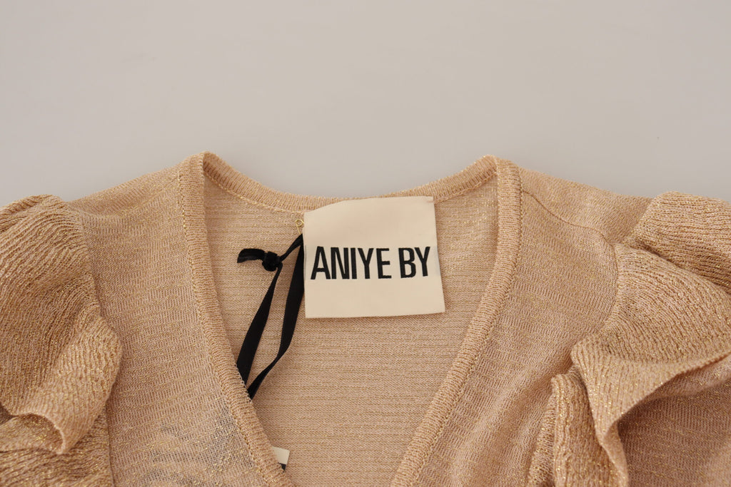 Aniye By Beige Ruffle Long Sleeves Open Front Cardigan Sweater Aniye By