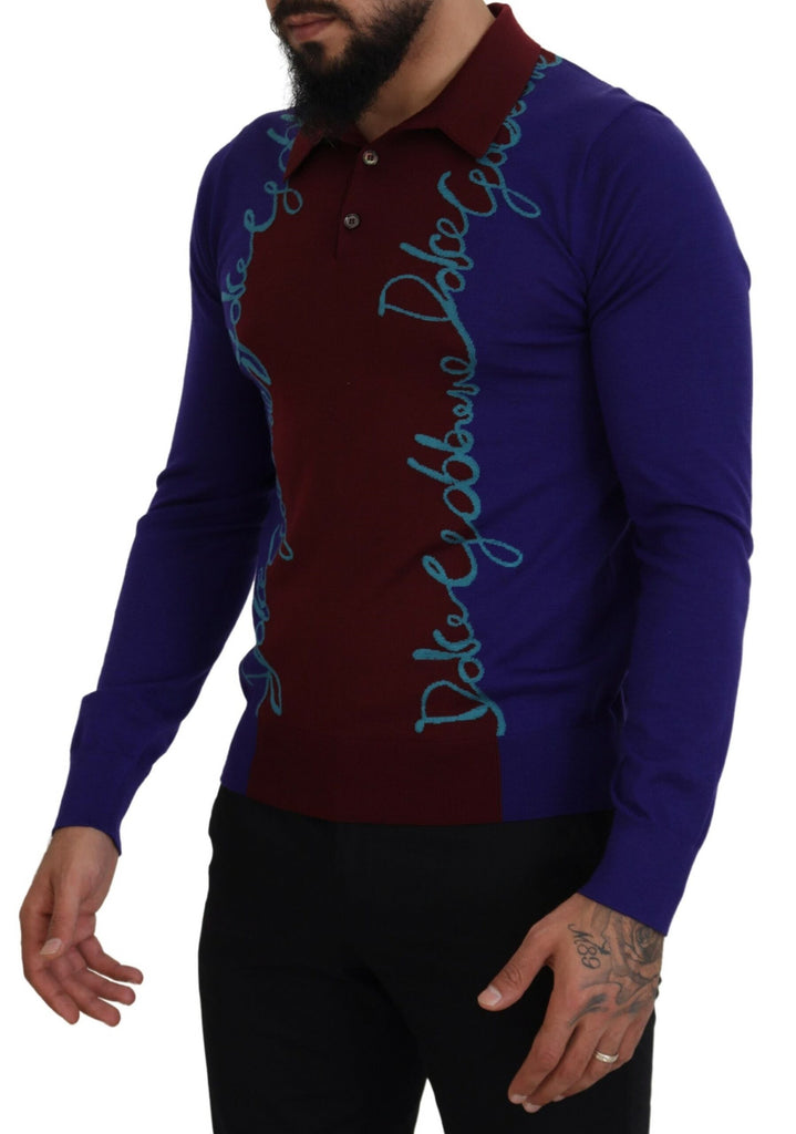 Dolce & Gabbana Multicolor Logo Collared Pullover Sweater Dolce & Gabbana