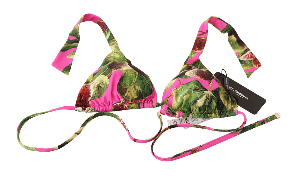 Dolce & Gabbana Pink Printed Nylon Swimsuit Bikini Top Swimwear Dolce & Gabbana