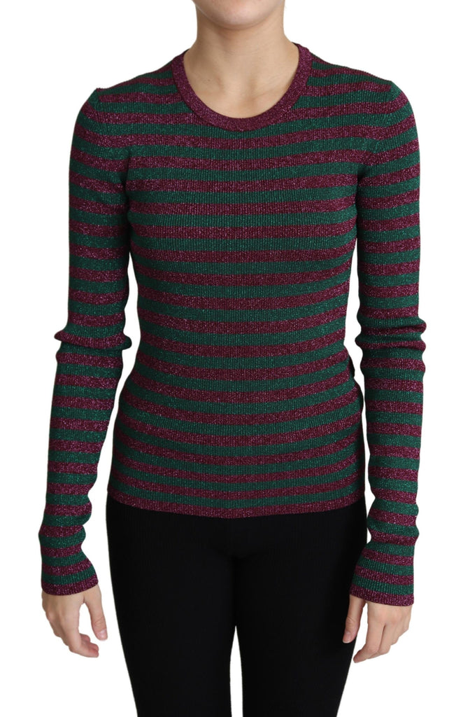 Dolce & Gabbana Multicolor Stripes Crew Neck Pullover Sweater - Luxe & Glitz