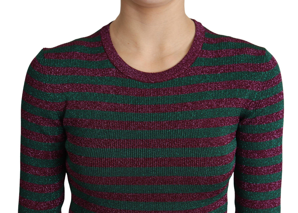Dolce & Gabbana Multicolor Stripes Crew Neck Pullover Sweater - Luxe & Glitz