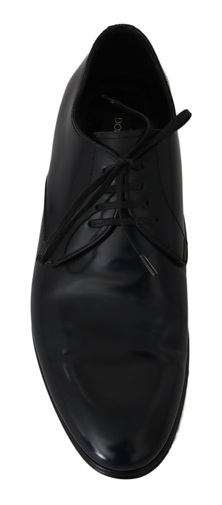 Dolce & Gabbana Blue Leather Dress Derby Formal Mens Shoes Dolce & Gabbana