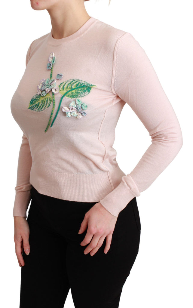 Dolce & Gabbana Pink Floral Silk Cashmere Pullover Sweater - Luxe & Glitz