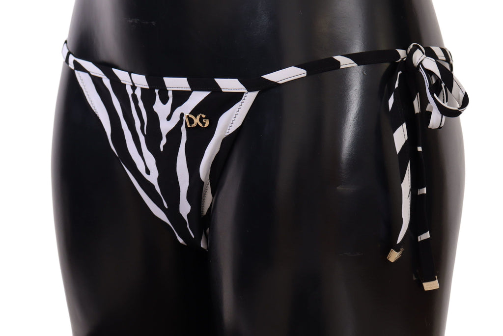Dolce & Gabbana Black White Zebra Swimsuit Bikini Bottom Swimwear Dolce & Gabbana