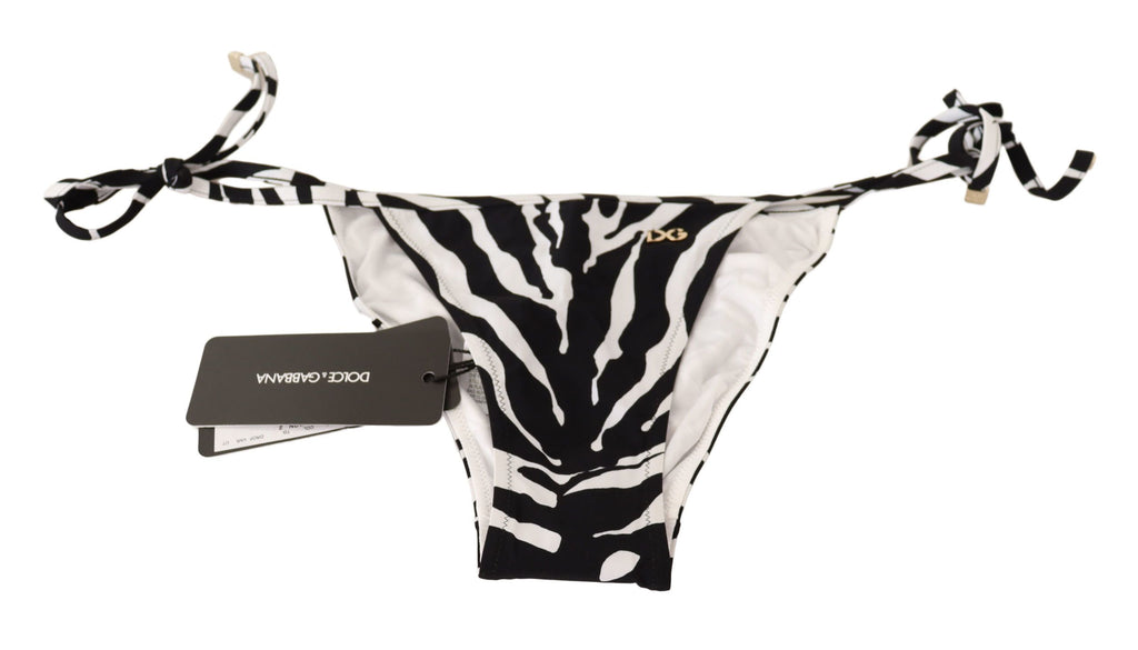 Dolce & Gabbana Black White Zebra Swimsuit Bikini Bottom Swimwear Dolce & Gabbana