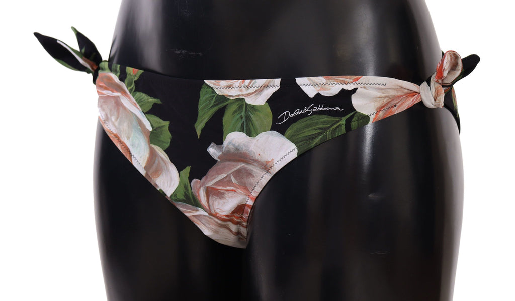 Dolce & Gabbana Black Roses Print Swimsuit Bikini Bottom Swimwear Dolce & Gabbana