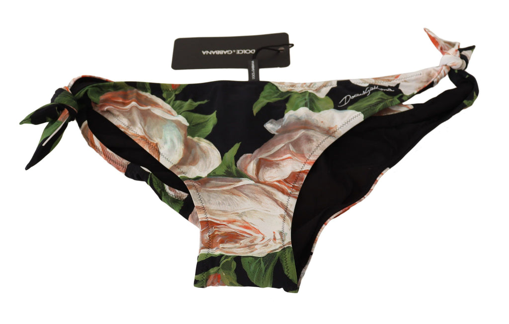 Dolce & Gabbana Black Roses Print Swimsuit Bikini Bottom Swimwear Dolce & Gabbana