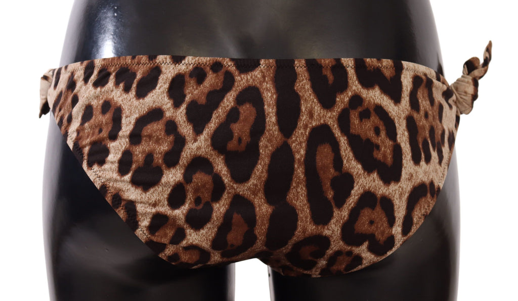 Dolce & Gabbana Bikini Bottom Brown Leopard Print Swimsuit Swimwear Dolce & Gabbana