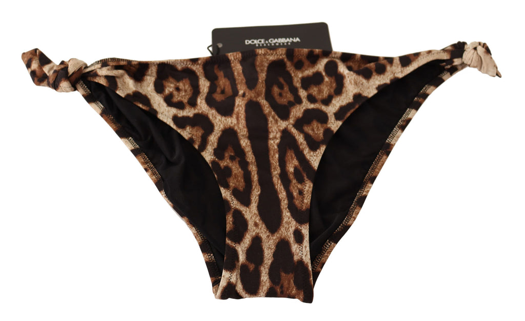 Dolce & Gabbana Bikini Bottom Brown Leopard Print Swimsuit Swimwear Dolce & Gabbana