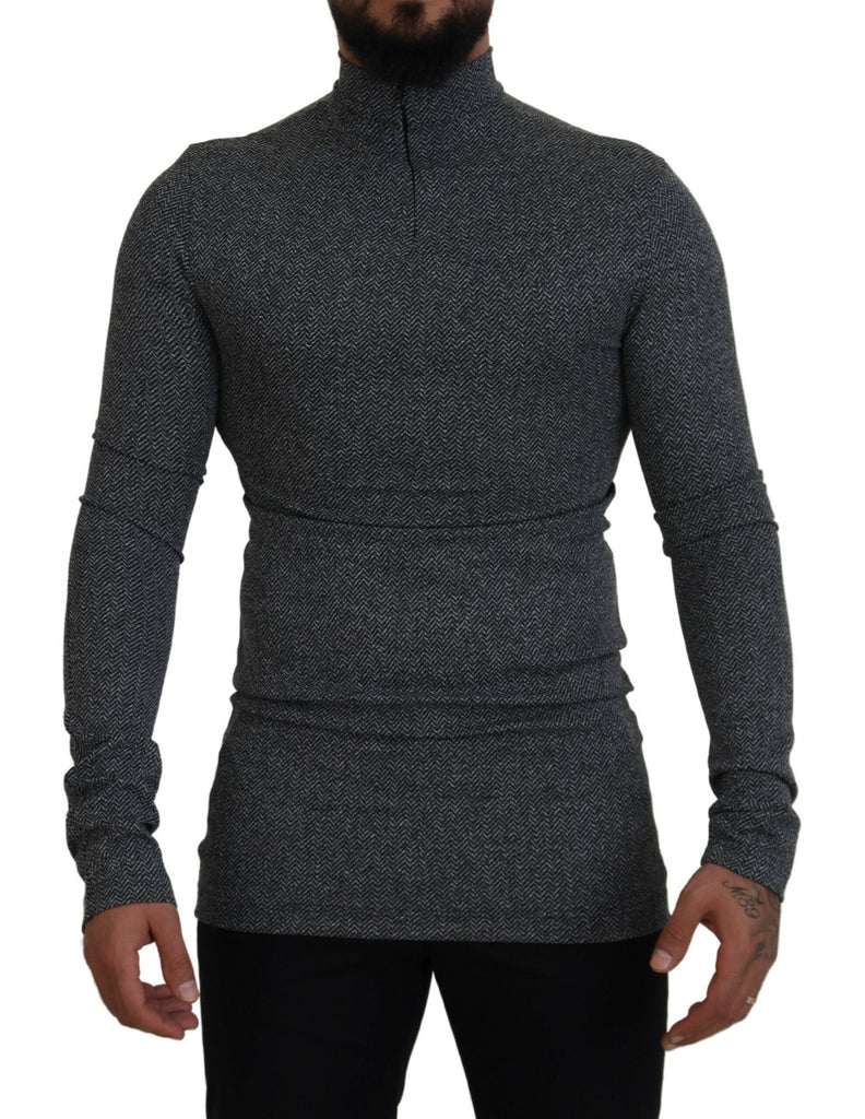 Dolce & Gabbana Dark Gray Nylon Turtleneck Pullover Sweater Dolce & Gabbana
